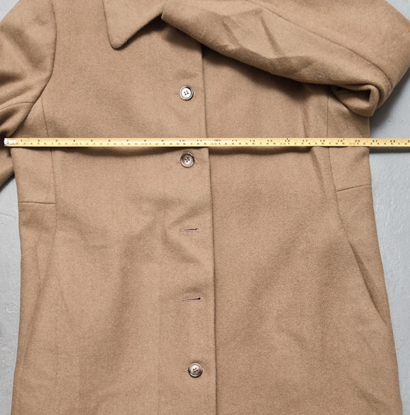 Levine Classic Vintage Sz 8 /M 100% Wool Tan Longline Coat/ Jacket Pockets - Picture 15 of 16